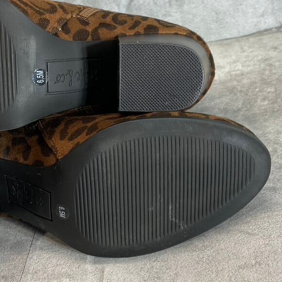 STYLE & CO Women's Brown Leopard Print Micro Masrinaa Block Heel Booties SZ 6.5 - Picture 7 of 8